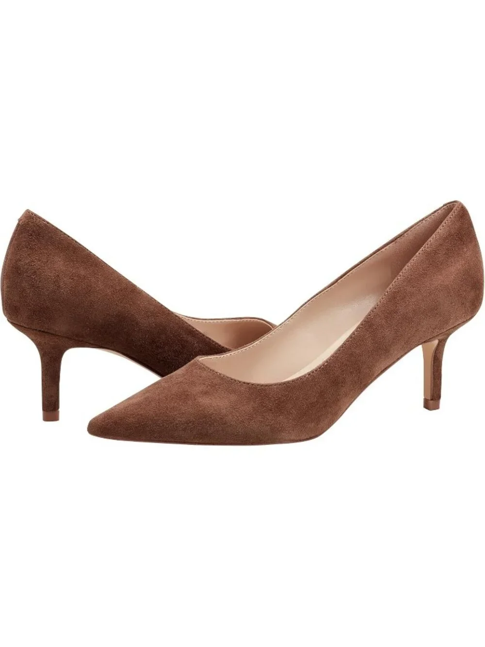 Women's Medium Natural Suede Pointed Toe Alola Casual Pumps Pull On Heel Shoes